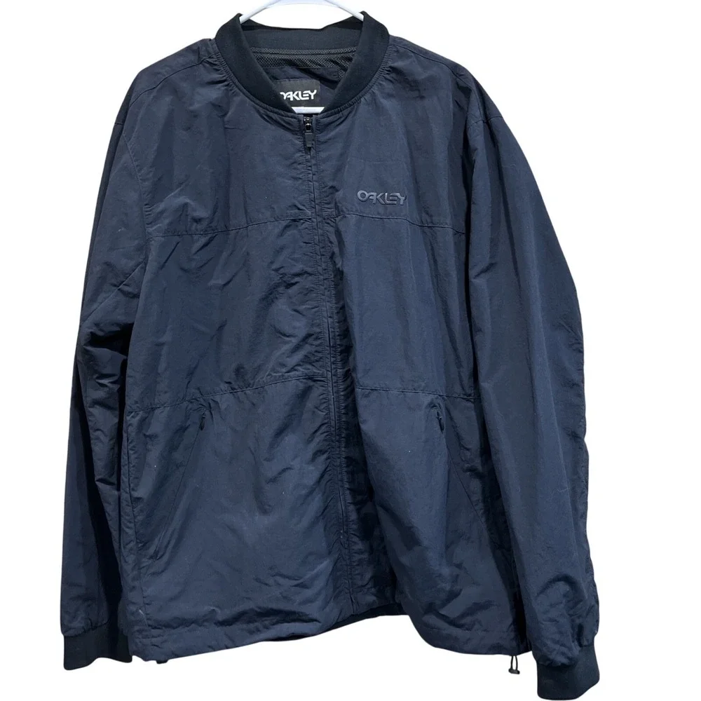 Oakley Bomber Jacket Mens XL Black Regular Fit Mesh Lined Windbreaker‎ Tactical
